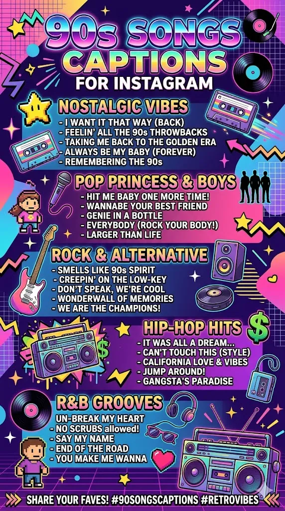90s Songs Captions for Instagram