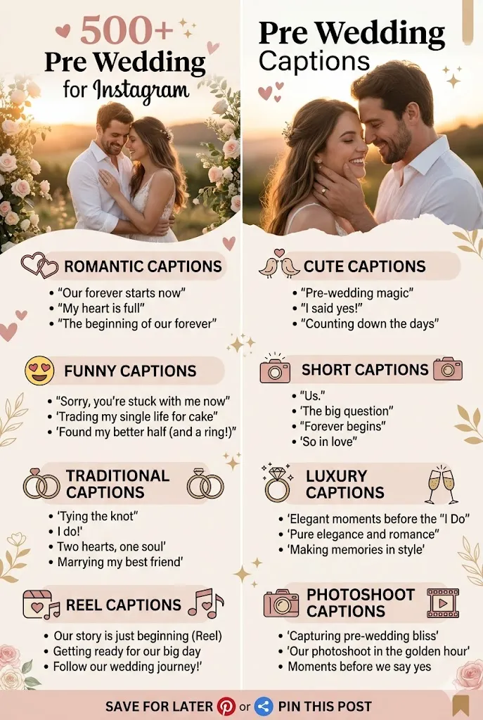 Pre Wedding Captions for Instagram