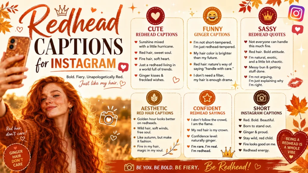 Redhead Captions for Instagram