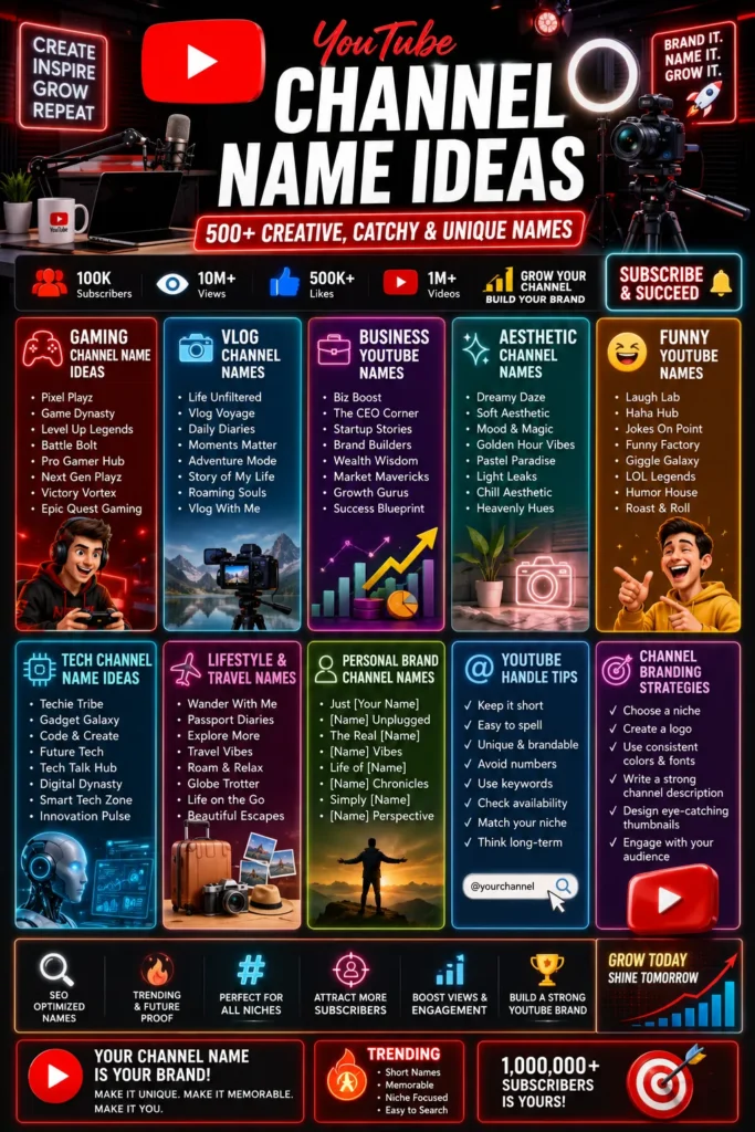 YouTube Channel Name Ideas