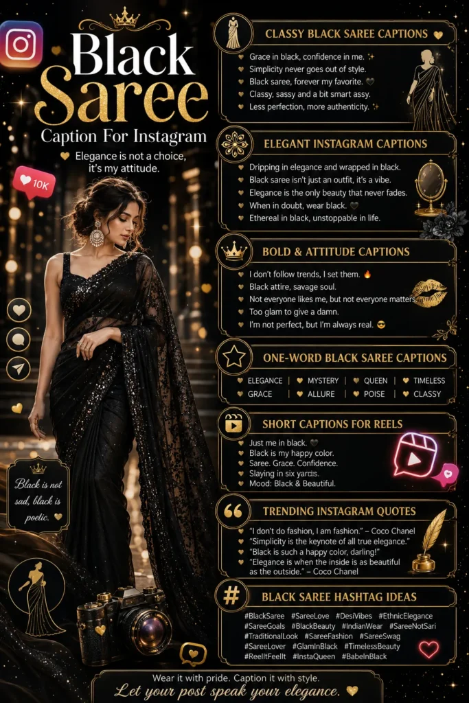Black Saree Caption For Instagram